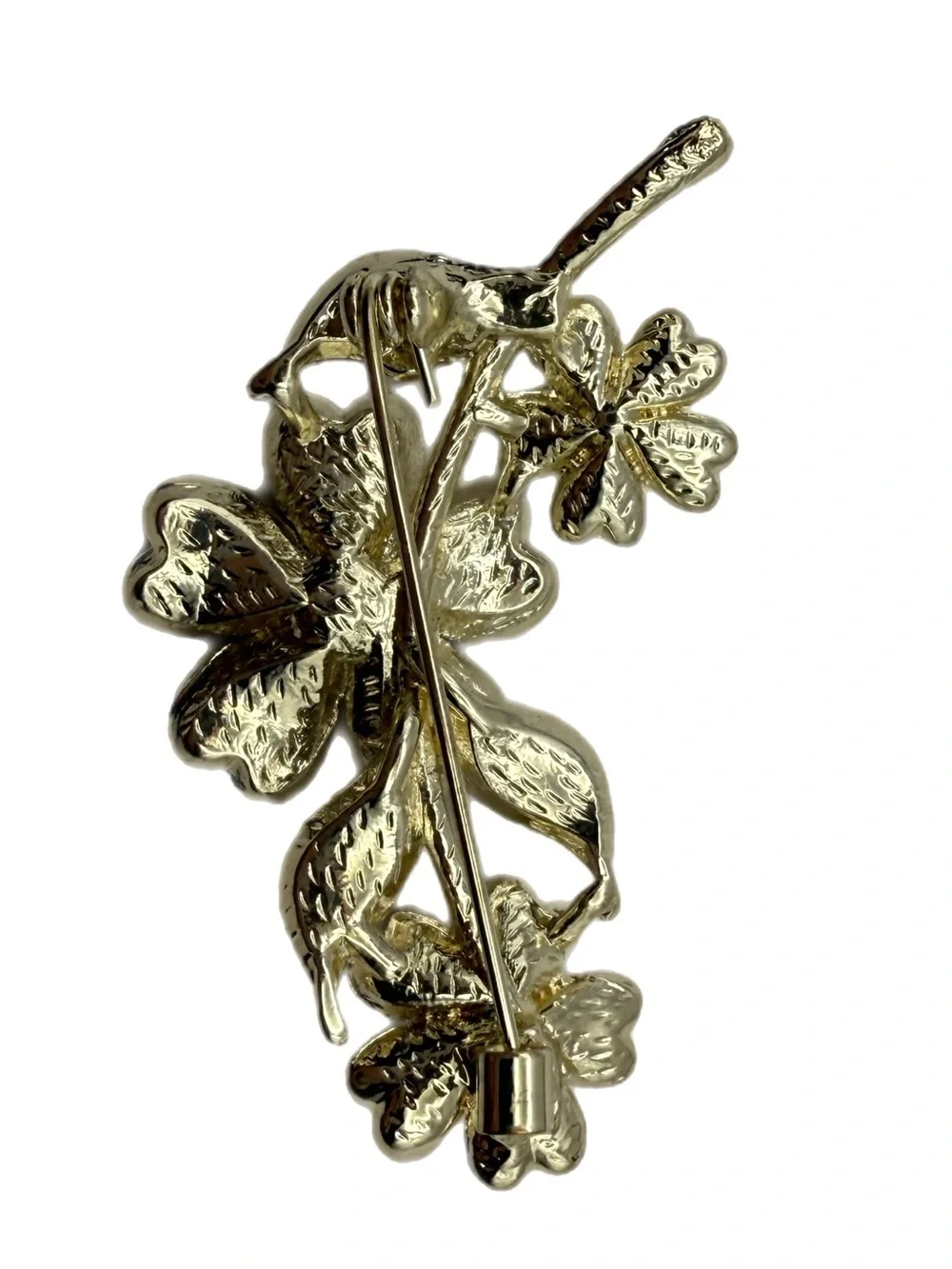 Gold-Tone Crystal Flower Brooch with‎ Aurora Borealis Centers